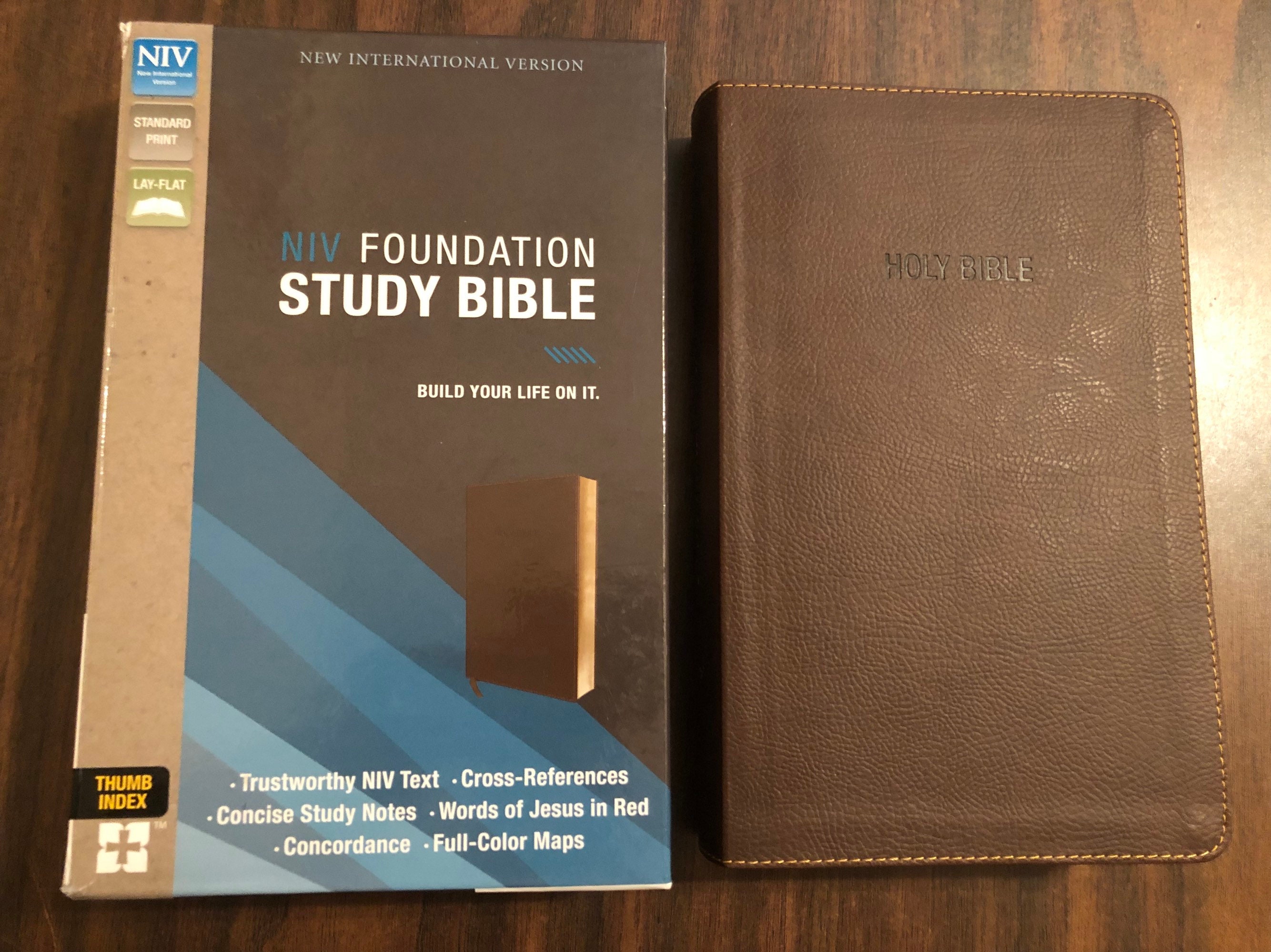 Personalized NIV Foundation Study Bible Thumb Indexed Brown