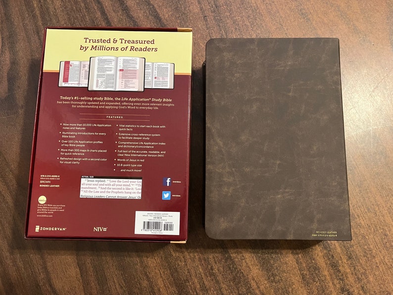 Personalized NIV Large Print Life Application Study Bible Distressed Brown Bonded Leather, Custom Imprinted image 6