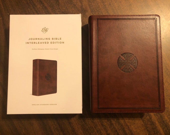 Personalized ESV Journaling Bible InterLeaved Edition - Mahogany Brown TruTone with Cross, Custom Imprinted ISBN 9781433579738