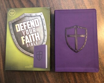 Personalized Kids Bible, CSB Defend Your Faith Kids Bible - Purple LeatherTouch   Custom Imprinted