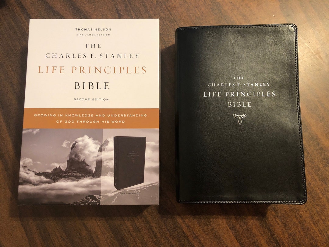 Personalized KJV Charles Stanley Life Principles Study Bible Black