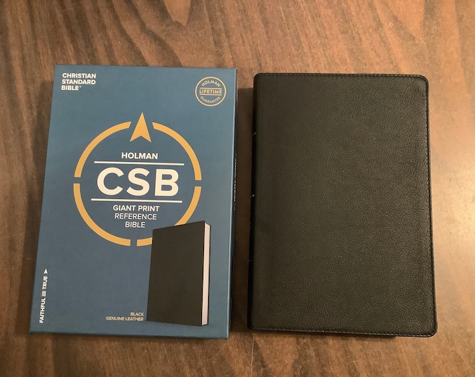 Personalized CSB Giant Print Reference Bible - Black Genuine Leather, Custom Imprinted with name