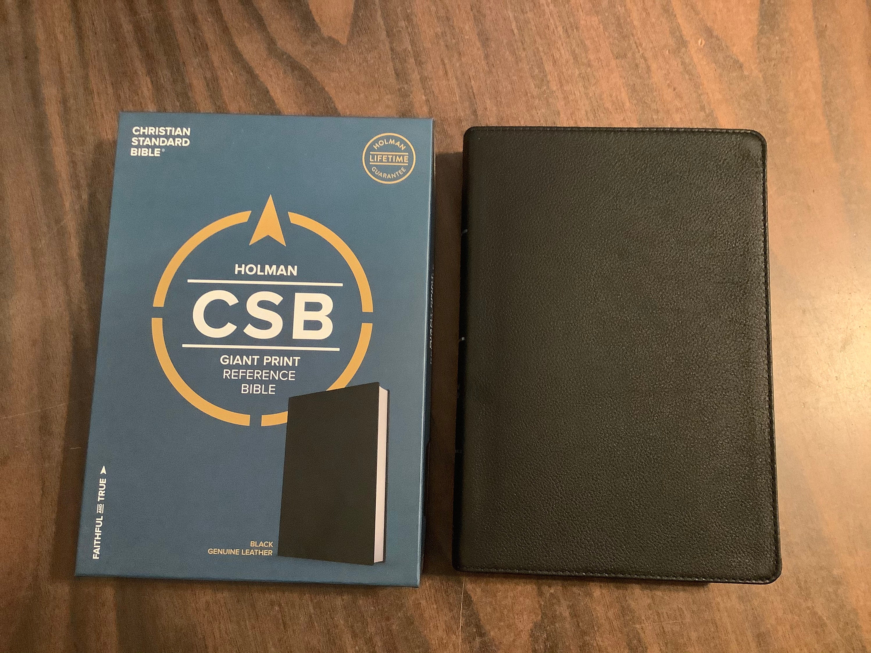 Personalized CSB Giant Print Reference Bible Black Genuine Leather 