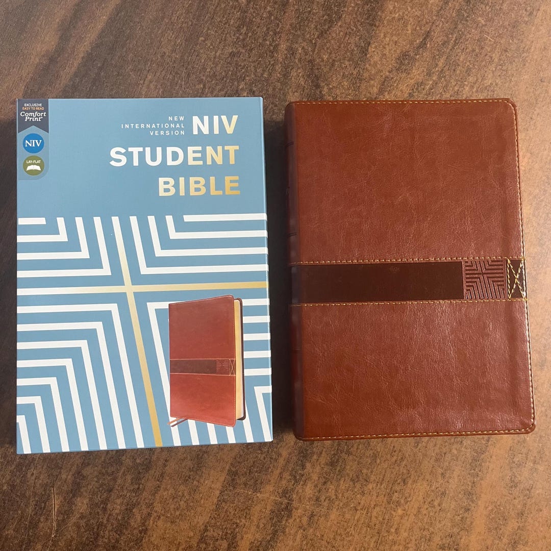 Personalized NIV Student Study Bible - Brown Leathersoft - Custom Imprinted With a Name ...