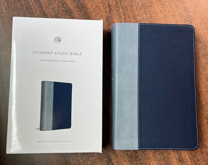 Personalized ESV Student Study Bible - Navy / Slate Trutone -  Custom Imprinted with name, ISBN 9781433566981