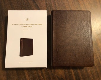 Personalized ESV Single Column Journaling Bible Large Print - Mocha Brown Bonded Leather  Custom Imprinted