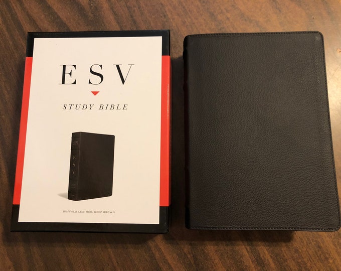 Personalized ESV Study Bible - Deep Brown Genuine Buffalo Leather  Custom Imprinted