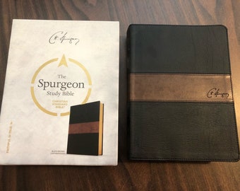 Personalized CSB Spurgeon Study Bible - Black / Brown Leathertouch  Custom Imprinted