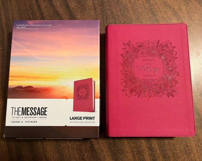 Personalized 'The Message' Large Print Bible - Pink Leatherlook, Custom Imprinted with name