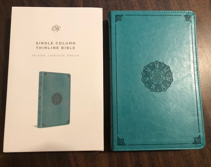 Personalized ESV Single Column Thinline Bible - Turquoise Trutone, Custom Imprinted with name