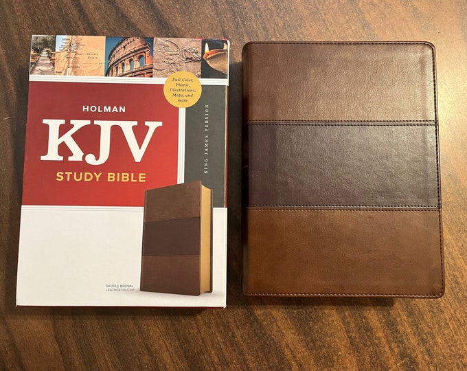 Personalized KJV Holman Study Bible - Saddle Brown LeatherTouch - Custom Imprinted, ISBN 9781087721958