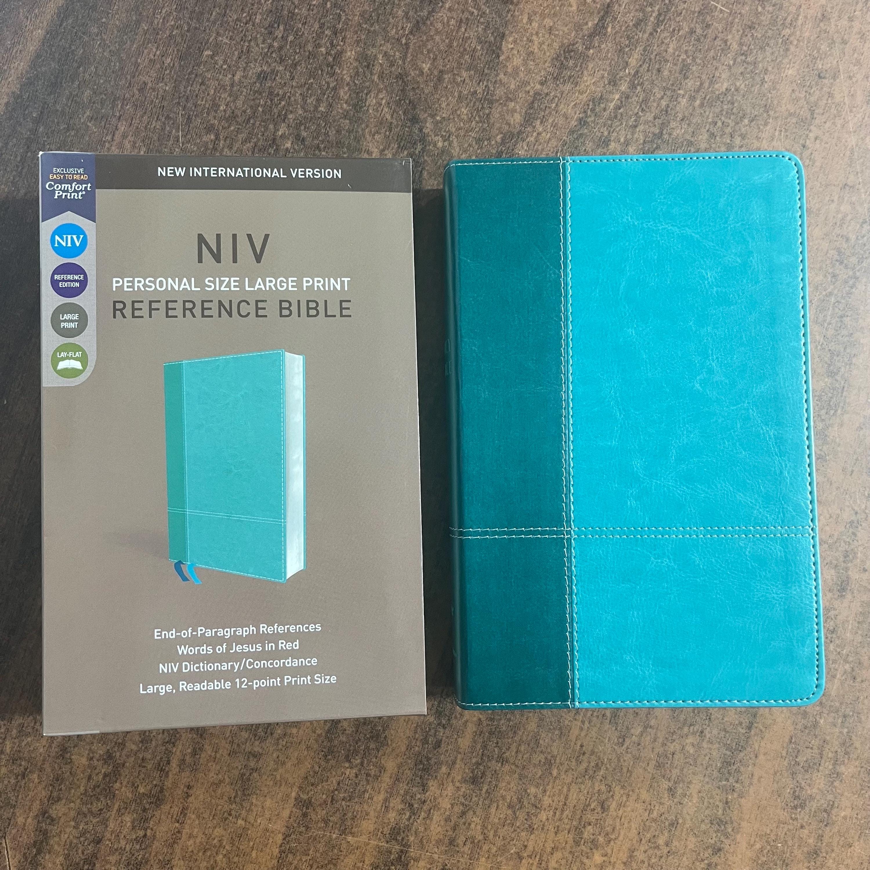 Personalized NIV Large Print Personal Size Bible - Turquoise