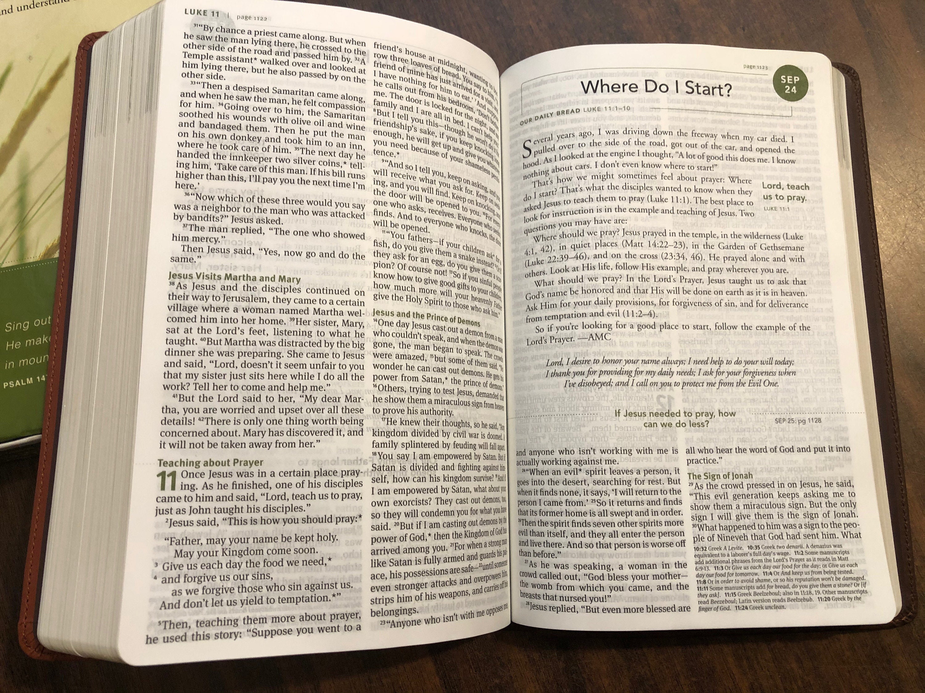 PERSONALIZED NLT Our Daily Bread Devotional Bible Brown Leatherlike