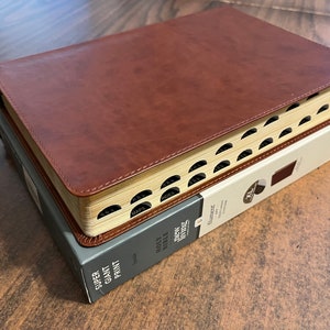 Personalized NLT Super Giant Print Bible Thumb Indexed - Brown LeatherLike  Custom Imprinted with name, ISBN 9781496458124