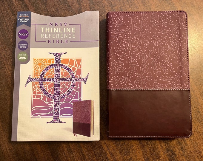 Personalized NRSV Thinline Reference Bible - Burgundy LeatherSoft, Custom Imprinted with name