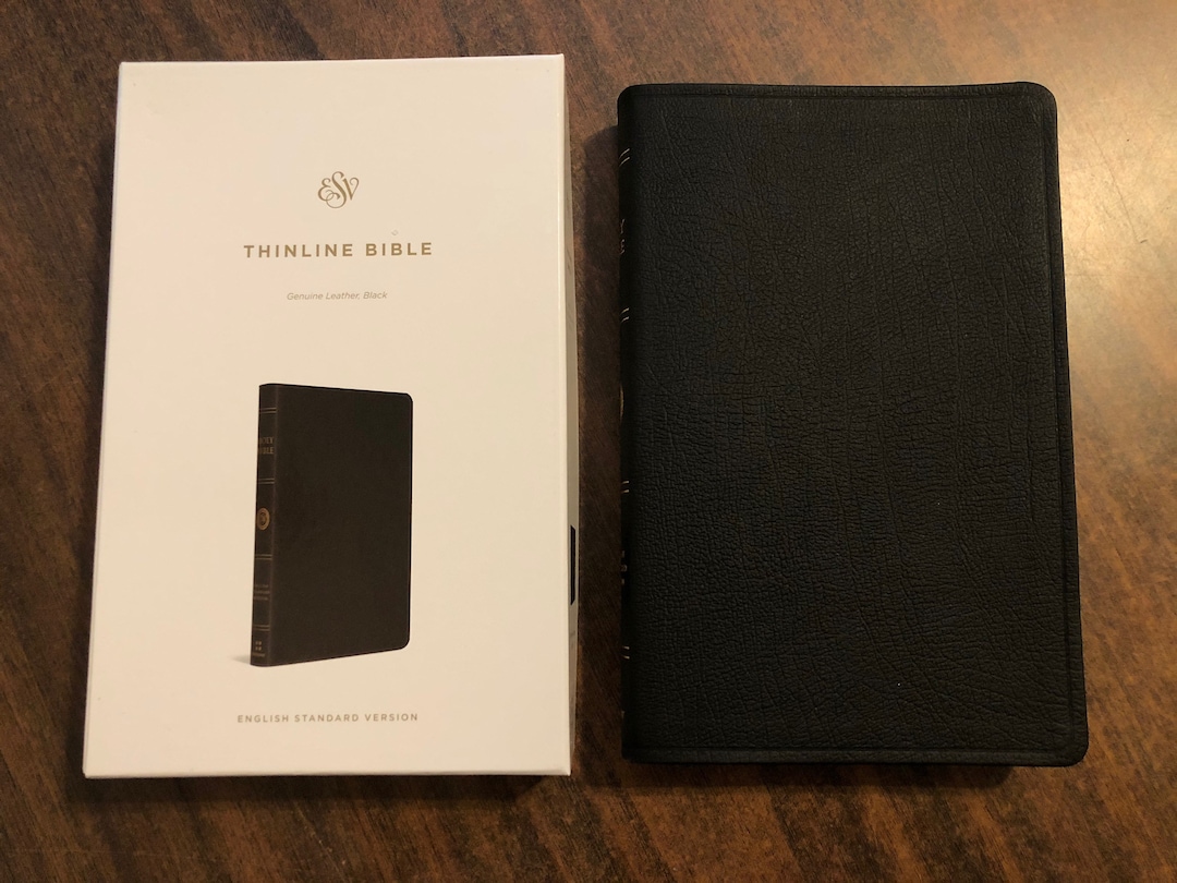 Personalized ESV Thinline Bible Black Genuine Leather Custom