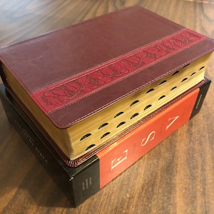 Personalized ESV Large Print Study Bible Thumb Indexed - Mahogany TruTone ** Custom Imprinted, ISBN 9781433567018