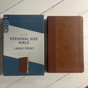 Personalized NIV Large Print Personal Size Bible - Brown LeatherSoft - Custom Imprinted with name 9780310454274