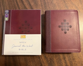 Personalized NRSV Journal the Word Bible - Burgundy  LeatherSoft Cover, Custom Imprinted