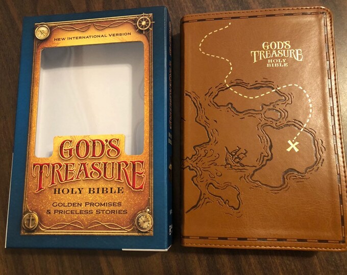 PERSONALIZED  NIV Gods Treasure Bible - Brown Duotone   Custom Imprinted
