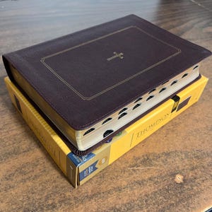 Personalized KJV Thompson Chain Reference Study Bible Thumb Indexed - Burgundy LeatherSoft, custom imprinted with a name, 9780310459224