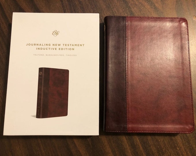 Personalized ESV New Testament Journaling Bible Inductive Edition - Brown / Burgundy TruTone ** Custom Imprinted