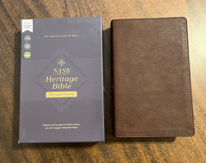 Personalized NASB Heritage Bible - Brown LeatherSoft, Passaggio Setting, 1995 NASB Text, Single and Double Column