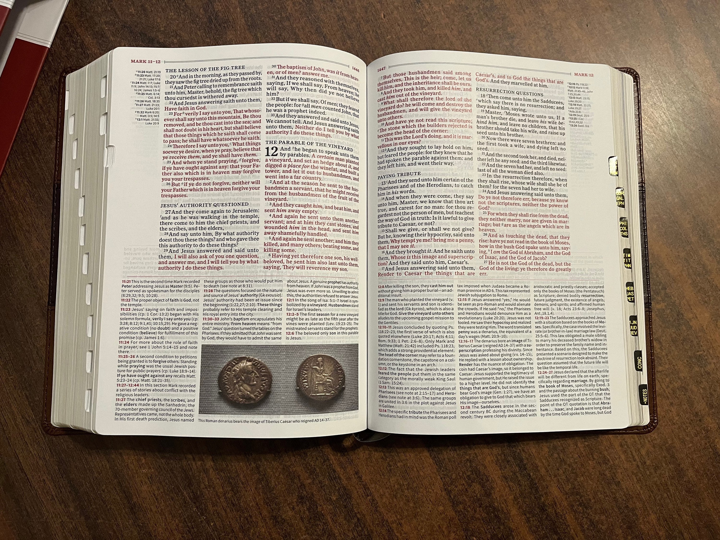 Personalized KJV Holman Study Bible Thumb Indexed Saddle Brown LeatherTouch Custom Imprinted