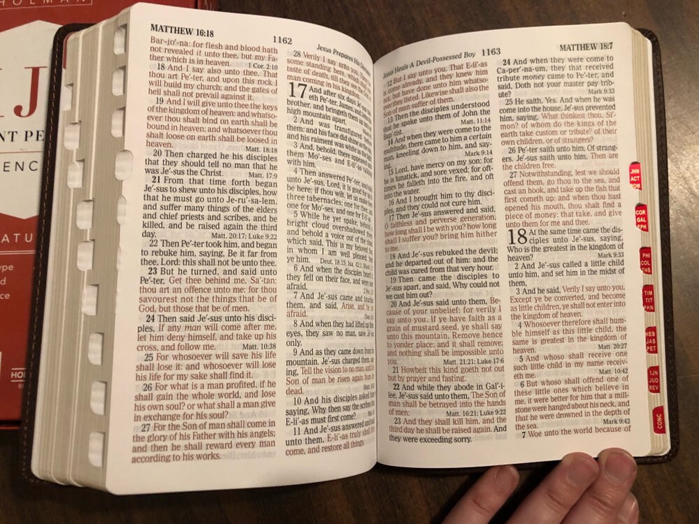 PERSONALIZED ** KJV Large Print Reference Bible Indexed Brown Genuine
