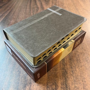 Personalized NIV Every Mans Devotional Bible Thumb Indexed - Granite LeatherLike - Custom Imprinted, name engraved bible, ISBN 9781496466310