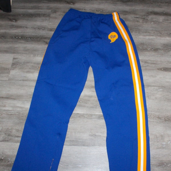 Vintage 70s 80s Clothing University of Pittsburgh Pitt Panthers Football Men Size Large / Oversized Womens Retro College Sweat Track pants