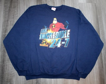 Vintage 2000s Disney Clothing y2k Pixar Movie the Incredibles Mr Incredible Men Size Large / Oversized Women Long Sleeve Crewneck Sweatshirt