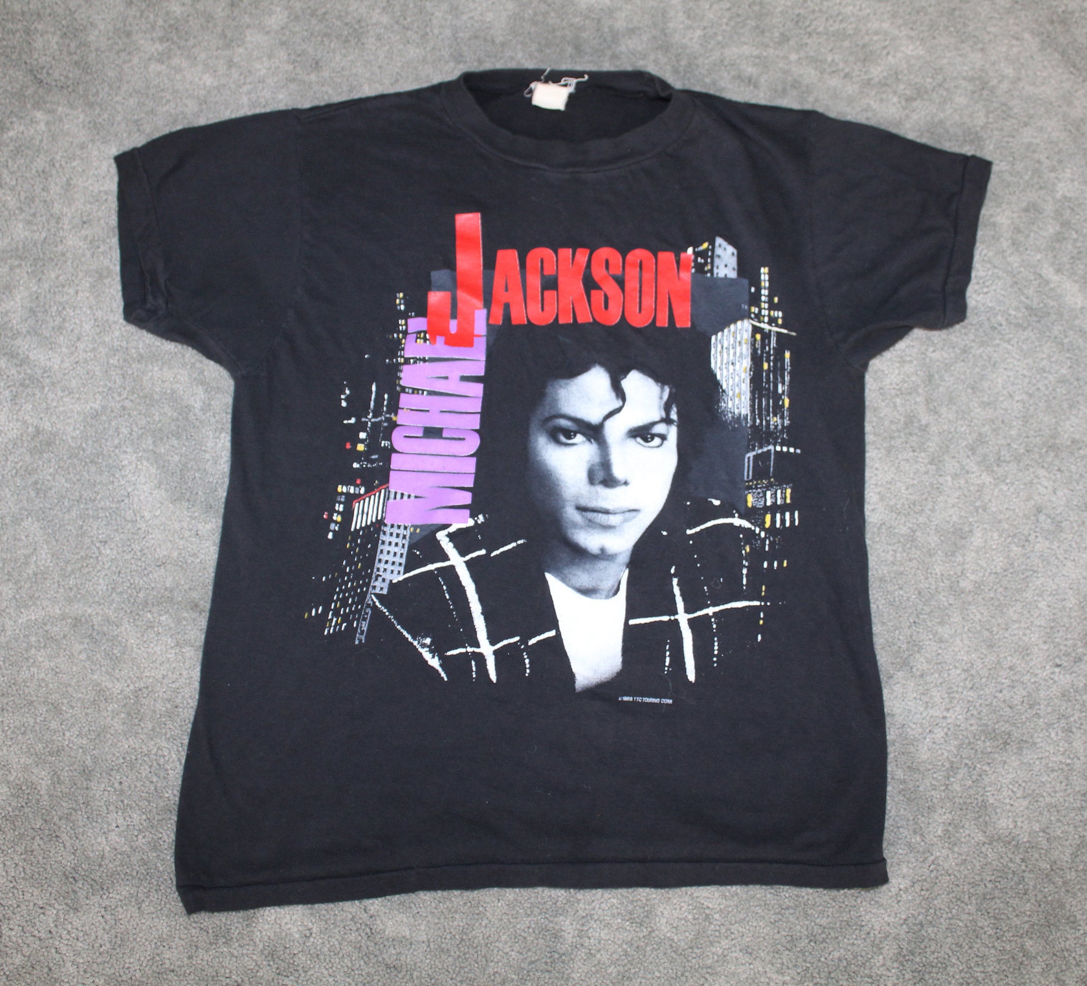 Screen Stars Rare Vintage 80's Michael Jackson 1984 Thriller Black T-Shirt Size Medium