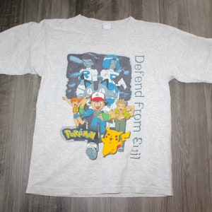 Roupas vintage dos anos 90 y2k Nintendo Pokémon Ash Pikachu Brock Misty Boys Youth Kids Tamanho Grande / Masculino Tamanho XS Retro Anime Camiseta de manga curta