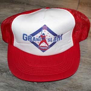 Vintage 80s 90s Ropa MLB Kingsford Grilling Grand Slam Béisbol Un tamaño se adapta a adultos Retro 1988 Snapback Gorra de béisbol Mesh Trucker Hat