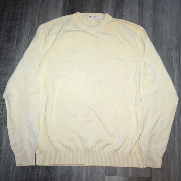 90'S - Vintage J.Crew cotton knit sweater, men's size XL cotton beige type brown Vintage Second Hand main image 0