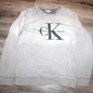 Vintage 90s 2000s Clothing y2k Calvin Klein Jeans Men Size Large / Oversized Womens CK Jeans Spell Out Logo Long Sleeve Crewneck Sweatshirt