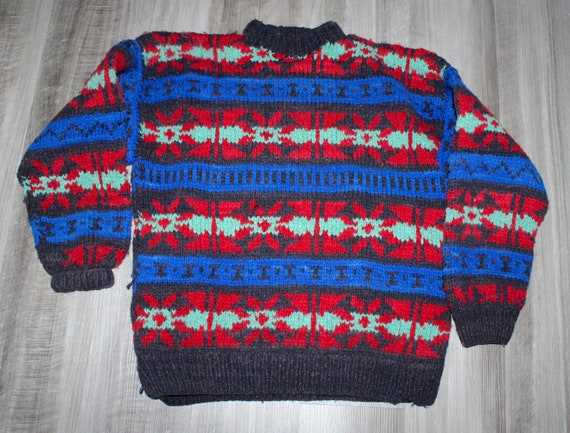 Vintage 90s Clothing Giorgio di Made in Italy Men Size Large Oversized Women Retro Multicolor Pattern Long Sleeve Pullover Knitted Sweater