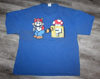 Vintage 90s 2000s Ropa y2k Super Mario Bros Brothers 2002 Mario Nintendo Videojuego Hombres Tamaño XL / Camiseta de manga corta para mujer de gran tamaño