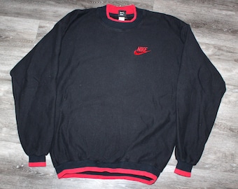 Vintage 90s Clothing Nike Air Sportswear Foot Locker Men Size XL / Oversized Womens Retro Swoosh Logo Black Long Sleeve Crewneck Sweatshirt