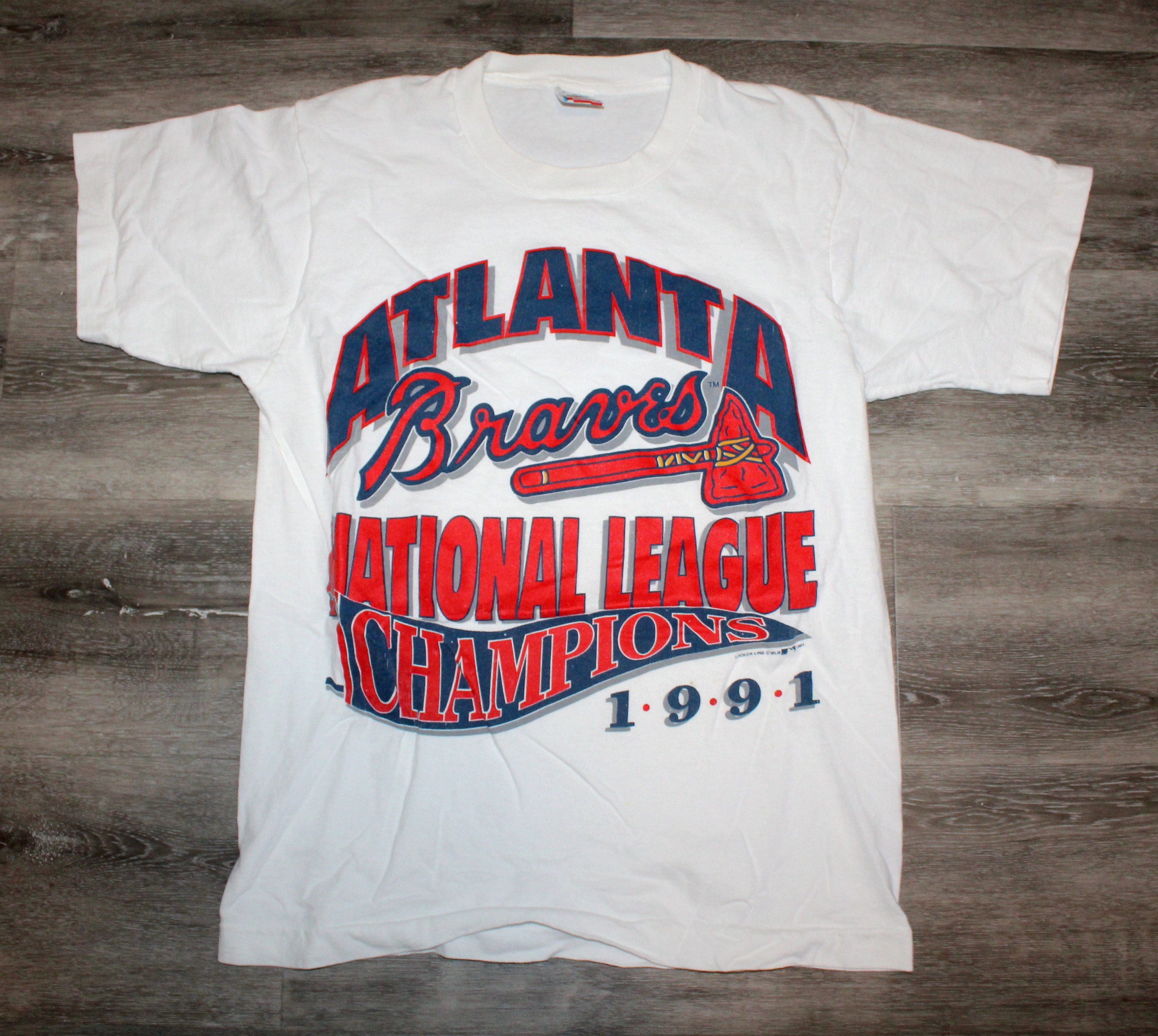 Vintage Atlanta Braves Tomahawk Worst to First T Shirt 1991 MLB