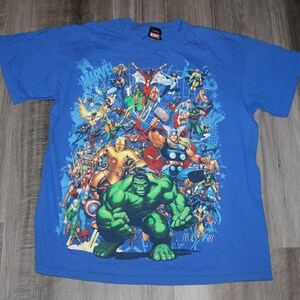 Vintage 90s Clothing Mad Engine Marvel Comics Men Size Small / Oversized Womens Retro Thor Hulk Big Comic Logo Print Short Sleeve T Shirt