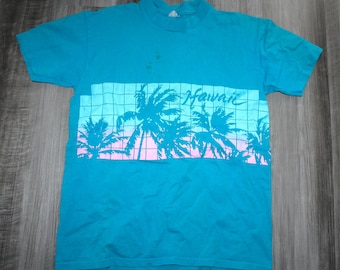 Vintage anni '80 Anni '90 Abbigliamento Hawaii Uomini Taglia Grande / Oversize Donne Souvenir Turista Palma Barca a vela Beach Art Stampa Manica Corta T Shirt