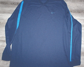 Koszulka damska z długim rękawem i dekoltem w serek, w kolorze srebrno-szarym, z logo Swoosh i dekoltem w serek, rozmiar L/XL, Nike Air Sportswear, vintage, lata 90. i 2000.