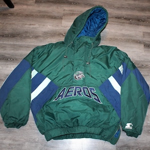 ヴィンテージ 90年代 クロージング NHL IHL ヒューストン エアロス スターター 1994 メンズ Lサイズ レトロ 刺繍ロゴ 長袖 冬用 プルオーバー パファージャケット
