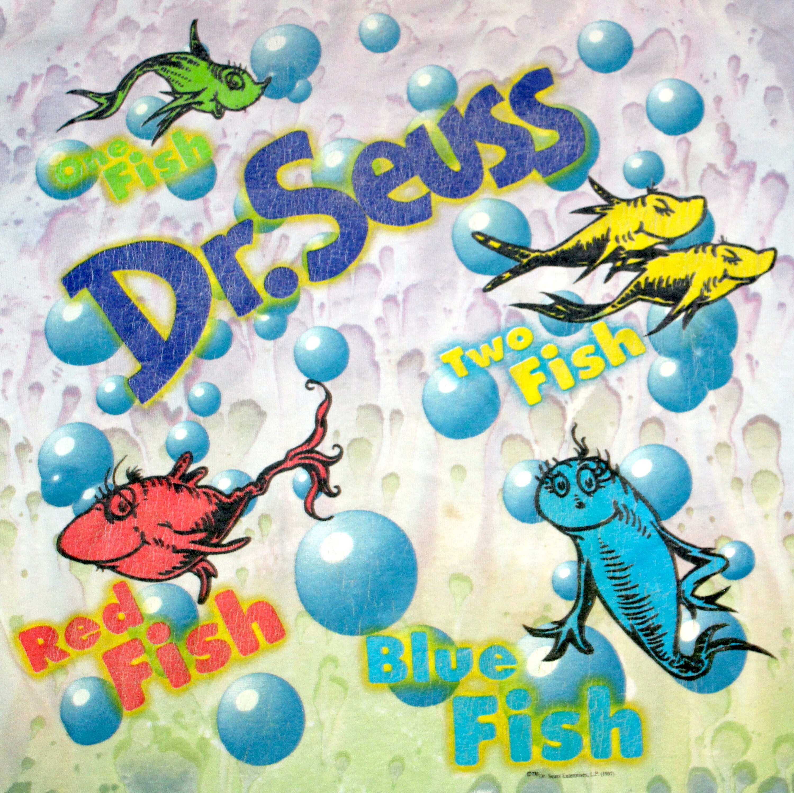 レディース 古着 90s Dr.Seuss 「One Fish Two Fish Red Fish Blue Fish」 絵本 オールド ムービー キャラクター Tシャツ M位 古着 レディース 古着 90s Dr.Seuss 「One Fish Two Fish Red Fish