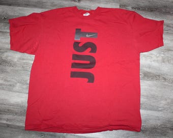 Vintage 90s Clothing Nike Air Sportswear Men Size XL / Oversized Womens Retro White Tag Mini Swoosh Double Side Print Short Sleeve T Shirt