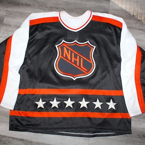 Vintage 90s Clothing NHL All Star Game 1990 Los Angeles Kings Wayne Gretzky CCM Men Size Large Gerry Cosby MSG Long Sleeve Hockey Jersey