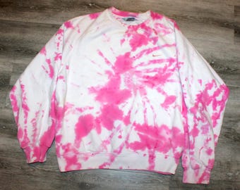 Abbigliamento vintage anni '90 2000 y2k Nike Air Sportswear uomo taglia grande grigio etichetta mini logo Swoosh tie dye tinto felpa girocollo a maniche lunghe