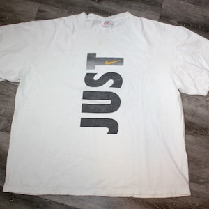 Vintage 90s Clothing Nike Air Sportswear Brand Just do it Men Size XL / Oversized Womens Retro White Tag Mini Swoosh Short Sleeve T Shirt
